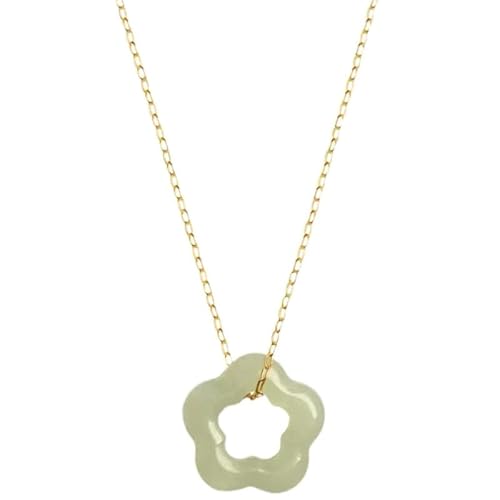 THINCAN Natürliche Jade Halskette Blume Anhänger Halskette zierliche Choker exquisiten Schmuck von THINCAN