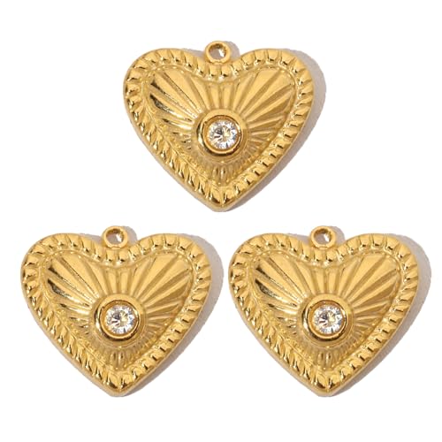 THINCAN Packung Von 3 Schönen Französischen Vintage Herz Anhängern Die Mit Strasssteinen Geschmückt Sind Die Für Zubehörwerk Geeignet Sind von THINCAN