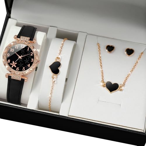 THINCAN Passende Uhrenschmuck Set Halskette Armband Ringe Ohrringe Moderne Legierungszubehör Schmetterlingsbethema Alloy Fashion Set Women Mode Schmuck von THINCAN