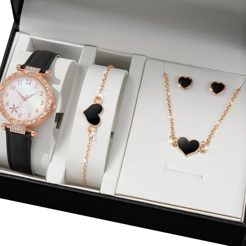 THINCAN Passende Uhrenschmuck Set Halskette Armband Ringe Ohrringe Moderne Legierungszubehör Schmetterlingsbethema Alloy Fashion Set Women Mode Schmuck von THINCAN