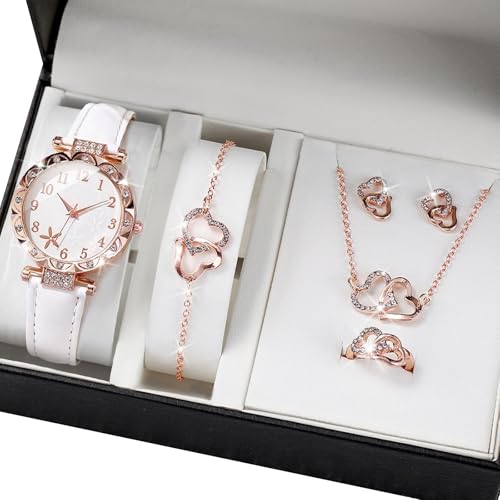 THINCAN Passende Uhrenschmuck Set Halskette Armband Ringe Ohrringe Moderne Legierungszubehör Schmetterlingsbethema Alloy Fashion Set Women Mode Schmuck von THINCAN