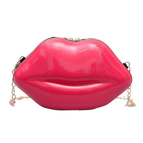 THINCAN Plastik Süßigkeiten Farbe Umhängetasche Ästhetik Süße Lippenform Crossbody Body Abendtasche Münze Mit Metallketten Lippenform Crossbody Geldbörse von THINCAN