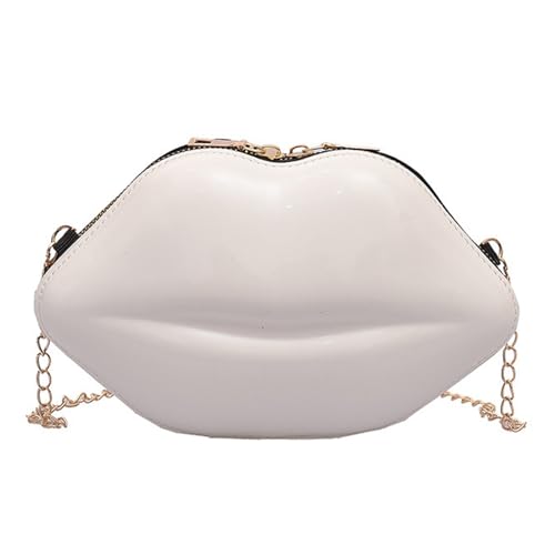 THINCAN Plastik Süßigkeiten Farbe Umhängetasche Ästhetik Süße Lippenform Crossbody Body Abendtasche Münze Mit Metallketten Lippenform Crossbody Geldbörse von THINCAN