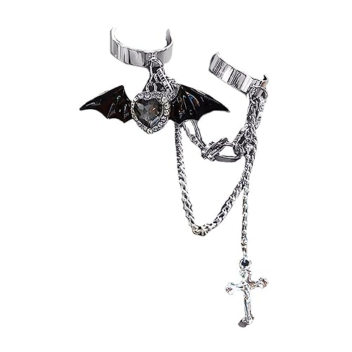 THINCAN Punk Halloween Teufel Doppelfinger Ringe Frauen Strasssteine ​​überquerten Kettenringe Halloween Neujahr Kostümzubehör von THINCAN