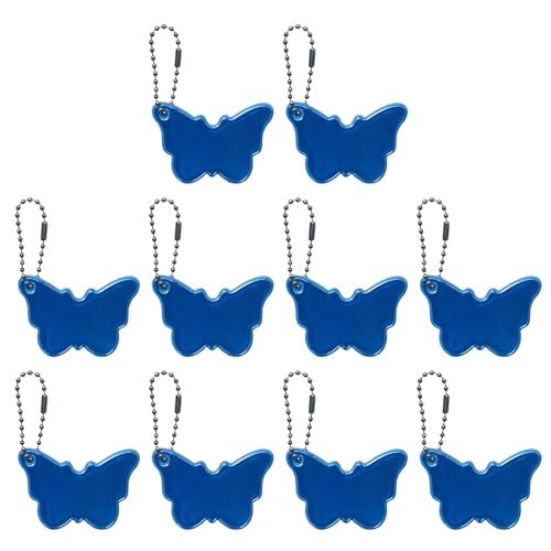 THINCAN Reflektierender Schmetterlingsauto Charme Tragbarer Schlüsselbund Anhänger Set Von 10 Wasserdichten Stabilen PVC Hängen Sicheres Accessoires Mode Autozubehör von THINCAN
