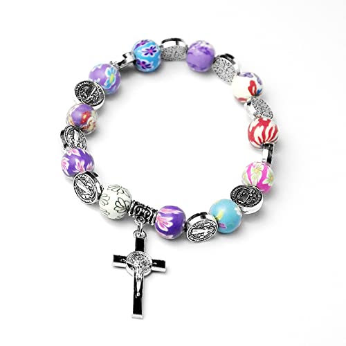 THINCAN Religiös Für Kreuzarmband Klassiker Perlen Armreif Mit Bunten Kristallperlen Heilige Geschenk Für Frauen Männer Juwel THINCAN Religiös Für Kreuzarmband Klassiker Perlen Armreif Mit Bunten Kristallperlen Heilige Geschenk Für Frauen Männer Juwel von THINCAN
