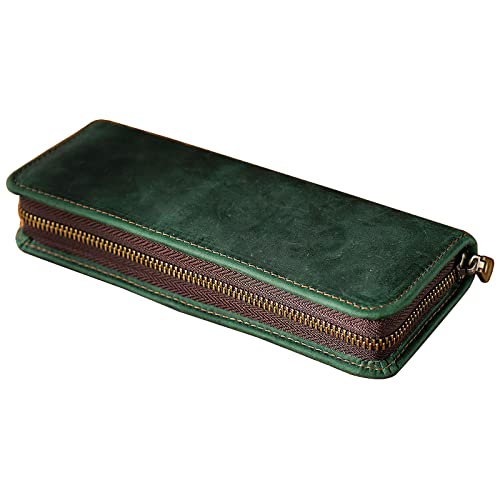 THINCAN Retro Leder Stiftbeutel Tragbarer Bleistift Für Gehäuse Pen Box Kompakte Größe 7.87 X 3 Zoll Geburtstagsgeschenk Für Business Women M von THINCAN