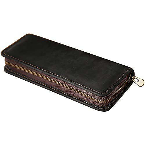 THINCAN Retro Leder Stiftbeutel Tragbarer Bleistift Für Gehäuse Pen Box Kompakte Größe 7.87 X 3 Zoll Geburtstagsgeschenk Für Business Women M von THINCAN