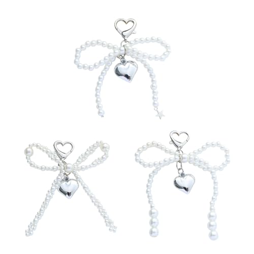 THINCAN Schöner Herz Und Bowknot Schlüsselbund Charme Schöner Pfirsich Herz Keychain Bowknot Accessoire Geschenk Für Damen Und Studenten von THINCAN