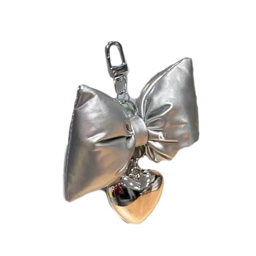 THINCAN Silberfarbe Farbschüsse Anhänger 3D Bowknot Heart Keychain Süße Coole Mädchen Telefonkette Mode Schmuckzubehör Accessoires von THINCAN