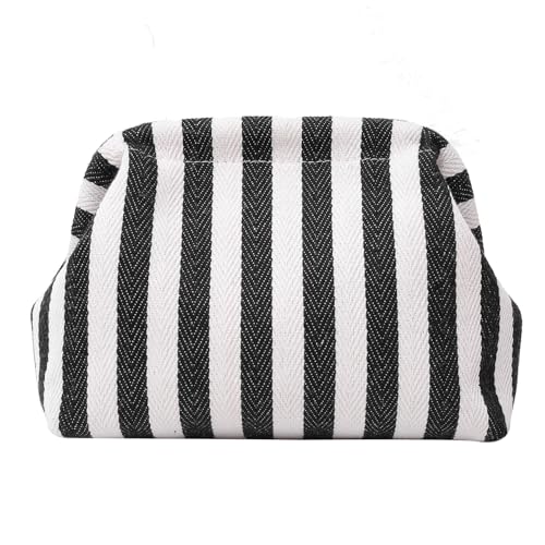 THINCAN Soft Strick Häkelhandtasche Für Frauen Mädchen Kontrastfarben Knödel Geldbörse Strick Make Up Beutel Kosmetikkoffer Stofftasche von THINCAN