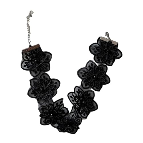 THINCAN Spitzenblume Und Kunstperlen Halshain Stylish Braut Hochzeit Halskette Eleganter Schmuck Für Braut Und Elegantes Event Frauen Modezubehör Für Frauen von THINCAN