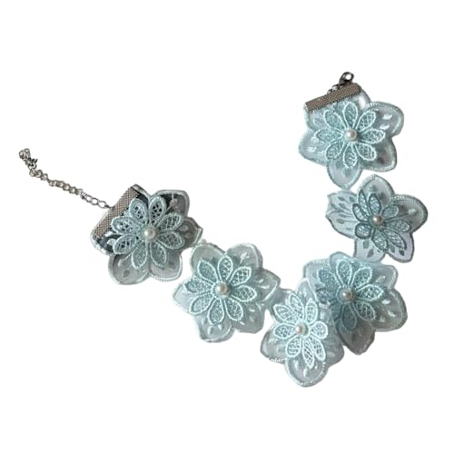 THINCAN Spitzenblume Und Kunstperlen Halshain Stylish Braut Hochzeit Halskette Eleganter Schmuck Für Braut Und Elegantes Event Frauen Modezubehör Für Frauen von THINCAN