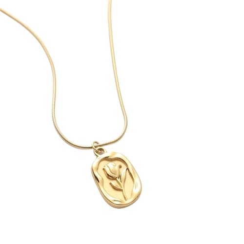 THINCAN Stilvolle Geprägte Tulips Schmuck Einzigartige Blumenanhänger Neckchain Verstellbare Schlüsselbeutelkette Choker Für Modische Frauen Tulpen Anhänger Halskette von THINCAN