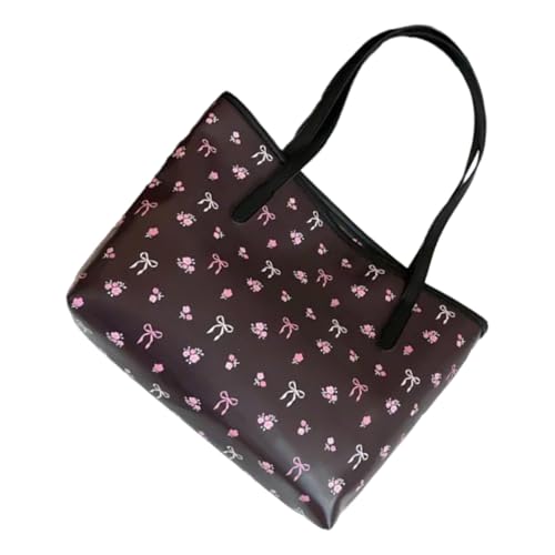 THINCAN Stilvolle PU Leder Umhängetasche Mit Bögen Dekoration Satchel Großer Kapazität Unterarmtasche Für Pendeln Und Freizeitreisen Große Kapazität Handtasche von THINCAN