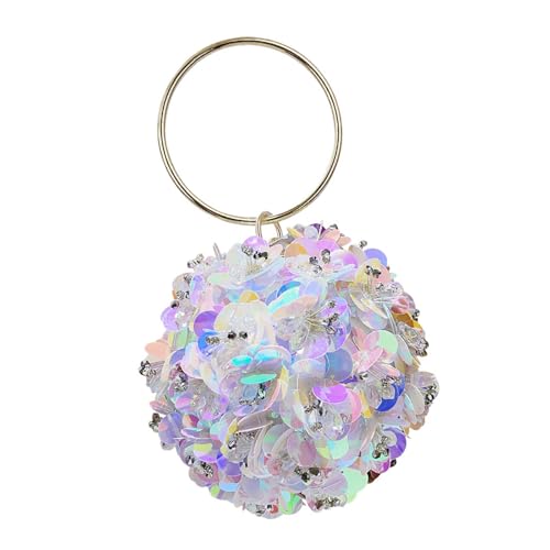 THINCAN Stilvolle Runde Abendtasche Mit Pailletten Verschönerung Schulter Crossbody Geldbörse Für Hochzeits Und Prom Paillettenabend von THINCAN