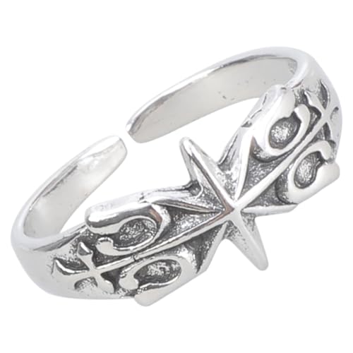THINCAN Stilvolle Sechsseitige Starringe Handgefertigt Versilberte Hexagrammfinger Ringe Jugendliche Styles Accessoire Für Den Alltag von THINCAN