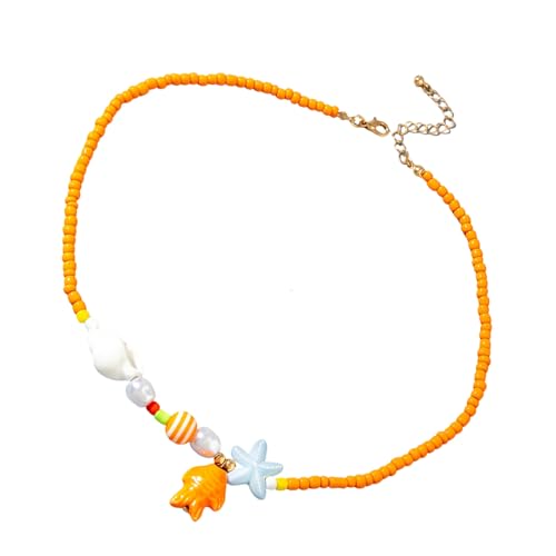 THINCAN Stilvolle Seesterne Perlen Halskette Designs Perlen Einstellbare Kette Für Strandpartys Und Feiertage Handgefertigte Halskette von THINCAN