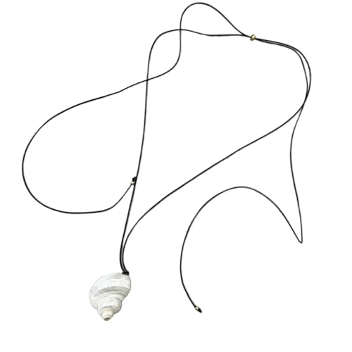 THINCAN Strandstile Naturalschale Anhänger Halskette Zum Schichten Von Outfit PU Lederseil Verstellbare Länge Neckketten Perlen Abstandshalter Muschel Schmuck Schmuck von THINCAN