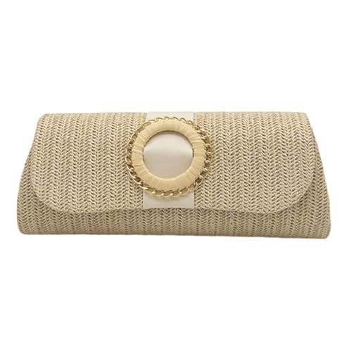 THINCAN Strohklumpen Handtasche Summers Strand Stroh Geldbeutel Frauen Gewebt Umschlagbeutel Schulter Crossbody Tasche Abend Handtasche Schulter Crossbody von THINCAN