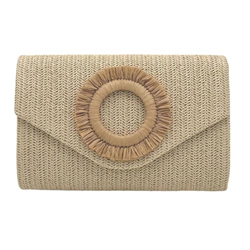 THINCAN Strohklumpen Handtasche Summers Strand Stroh Geldbeutel Frauen Gewebt Umschlagbeutel Schulter Crossbody Tasche Abend Handtasche Schulter Crossbody von THINCAN