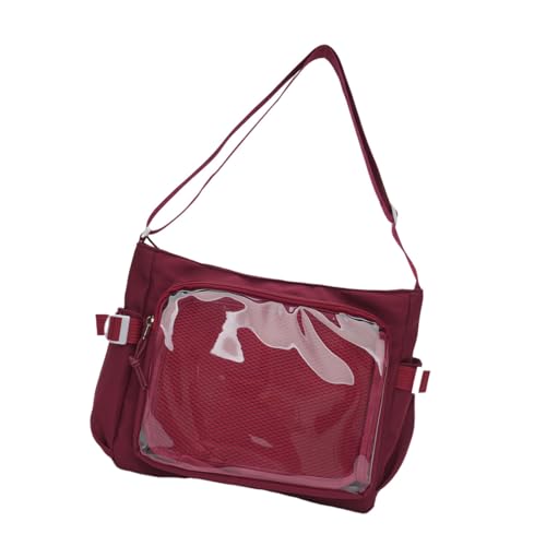 THINCAN Stylish College Crossbody Tasche Große Kapazitätsstransparente Abzeichenhalter Ergonomischer Schultergurt Praktische Nylon Satchel Anime Inspirierte Transparente Fenstertasche von THINCAN