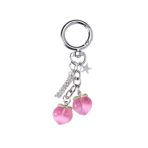 THINCAN Traube/Pfirsichschlüsselkettenbeutel Reizauto Keyrings Bag Charms Accessoires Für Geldbörse Rucksack Dekorationen Valentinstag Geschenke Anhänger Charme von THINCAN