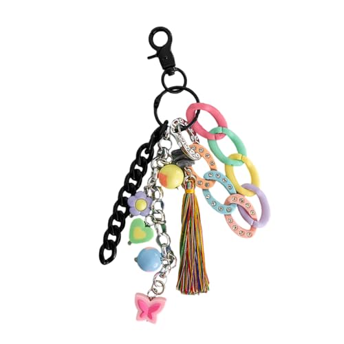 THINCAN Trendy Acryl Perlen Fringe Keychain Handgefertigtes Acryl Schlüsseldekoration Mit Quasten Kompetenzschlüsselungsgeschenk Für Teenager von THINCAN
