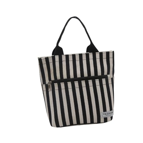 THINCAN Trendy Striped Canvas Bag Leichte Und Geräumige Handtasche Für Einkaufen Und Eine Soziale Veranstaltung Canvas Geldbörse von THINCAN