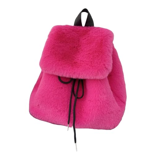 THINCAN Trendy Weich Pelziger Plüschiger Warmer Rucksack Fuzzy Klappenbezier Umhängetasche Mit Kordelstring Für Frauen Und Mädchen Täglich Verwenden von THINCAN