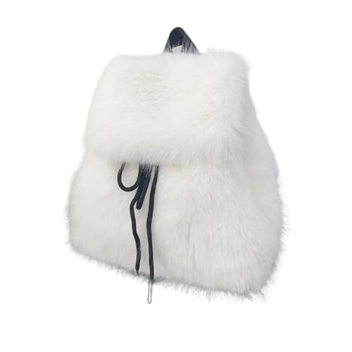 THINCAN Trendy Weich Pelziger Plüschiger Warmer Rucksack Fuzzy Klappenbezier Umhängetasche Mit Kordelstring Für Frauen Und Mädchen Täglich Verwenden von THINCAN