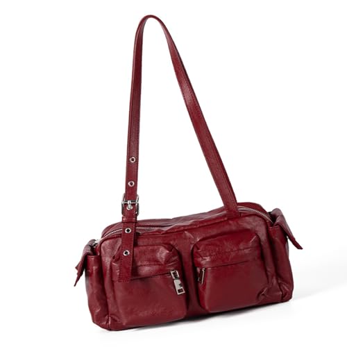 THINCAN Umhängetasche Leder Handtaschen Abend Clutches Tasche PU Lederschlollen Geldtaschen Handtasche Trendy Unterarmtasche Für Frauen Mädchen Trendy Unterarm von THINCAN