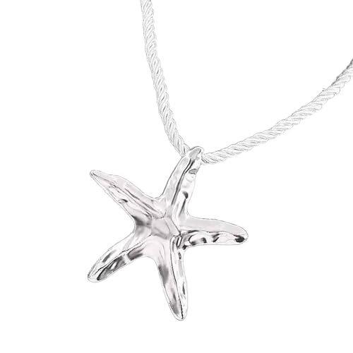 THINCAN Verstellbare Anheitige Halskette Für Frauen Handgefertigtes Ozeanikschmuck Mit Seilkette Strandfeiertag Accessoire Stylish Seestarfish Halskette von THINCAN