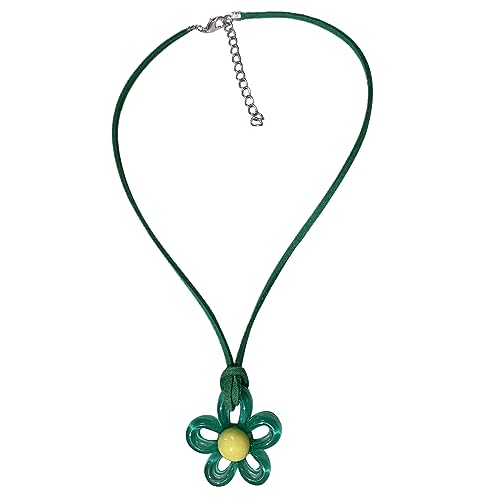 THINCAN Verstellbare Kette Bunte Blütenhalle Farbenfrohe Blütenanhänger Halskette Samt Seile Blumenhals Hals Zauber von THINCAN