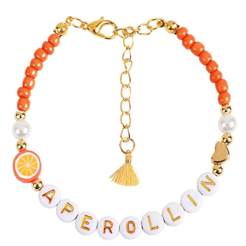 THINCAN Verstellbare Zitrus Junos Scheiben Scheiben Perlenarmbänder Mit Brief Charme Summers Party Schmuckgeschenk Für Frauenharz Und Legierung Verstellbares Armband von THINCAN