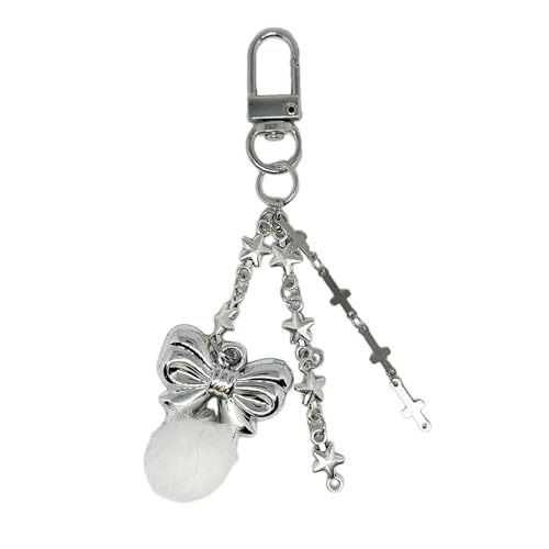 THINCAN Vintage Bowknot Keychain Plüsch Hair Stern Anhänger Key Chain Mode Bögen Schlüsselring Verzierungen Für Telefone Keys von THINCAN