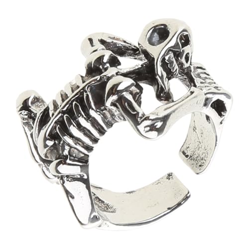 Vintage Punk Silber Open Ringe Männer Frauen Verstellbare Ringe Hippie Kühle Gothische Skelettschädel Schmuckskelett Schädel Vintage Punk Silber Open Ringe Männer Frauen Verstellbare Ringe Hippie Kühle Gothische Skelettschädel Schmuckskelett Schädel von THINCAN
