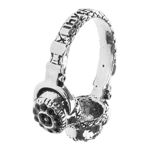 THINCAN Vintage Silber Farb Öffnung Punk Für Männer Frauen Retro Distelte Kopfhörerform Persönlichkeit Unregelmäßiger Schmuck THINCAN Vintage Silber Farb Öffnung Punk Für Männer Frauen Retro Distelte Kopfhörerform Persönlichkeit Unregelmäßiger Schmuck von THINCAN