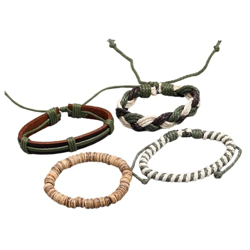 THINCAN Vintage Styles Herrenarmband Handgewebtes Multi Layer Leder Und Jutes Seil Armband Für Modebegeisterte von THINCAN