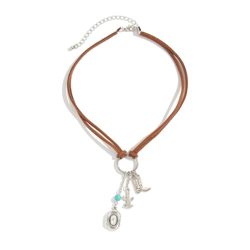 THINCAN Western Cowboy Stiefel Halskette Unisex Halskette Neck Schmuck Legierung Textur Für Musikfestival Party Outfit Cowboy Hat Stiefel Schmuck von THINCAN