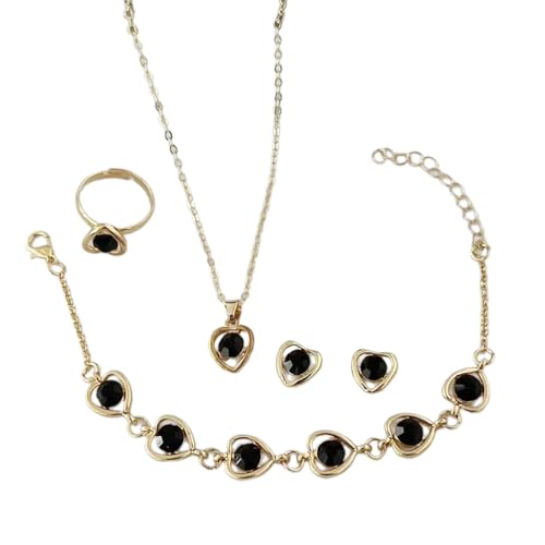THINCAN Zarte Herzkette Und Ohrring Set Multifauntal Mode Armband Kristall Ohrringe Für Alltägliche Eleganzen Modischer Schmuck Für Frauen von THINCAN