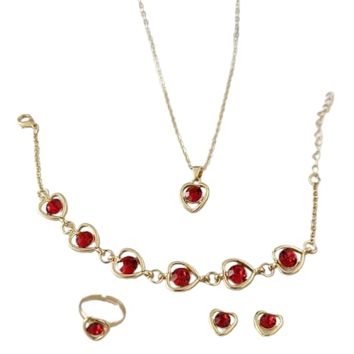 THINCAN Zarte Herzkette Und Ohrring Set Multifauntal Mode Armband Kristall Ohrringe Für Alltägliche Eleganzen Modischer Schmuck Für Frauen von THINCAN