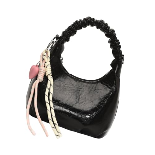 THINCAN Zeitgenössische Handtasche PU Leder Umhängetasche Ruched Crossbody Tasche Stylish Satchel Für Ungezwungene Einkäufe Oder Reisebothasche von THINCAN