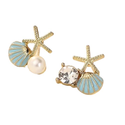 Trendy Seesterne Ohrringe Bolzen Mit Zirkon Und Nachahmungsperlen Leichtgewichtigen Leichtmetallschmuck Legierungsohrohrschern Für Frauen Ozean Inspirierter Frauenohrringe von THINCAN