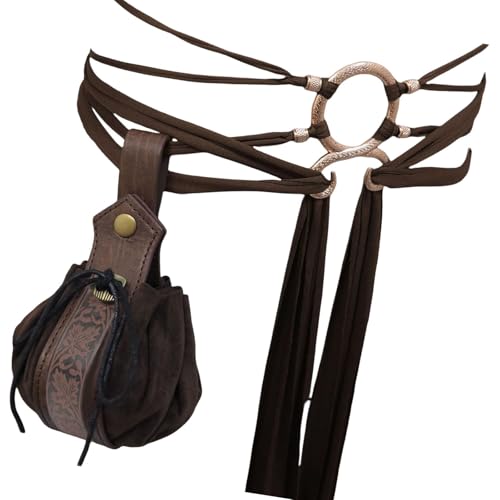 Viktorianischer Bund Mit Münz Design Tasche Für Cosplay Partys Halloween Accessoires PU Ledergürtel Beutel Taillengürtel Mit Taillenbeutel von THINCAN