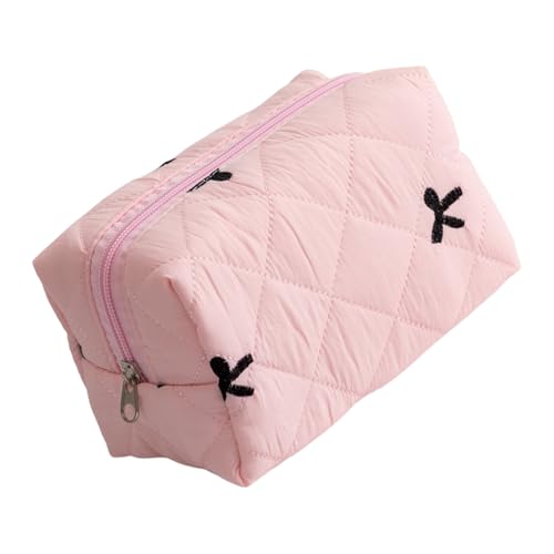 Weicher Ton Gesteppter Kosmetischer Tasche Mit Bowknot Detail Lippenstifthalter Make Up Zubehör Speicherbehälter Für Frauen von THINCAN