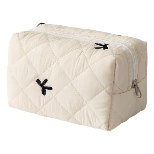 Weicher Ton Gesteppter Kosmetischer Tasche Mit Bowknot Detail Lippenstifthalter Make Up Zubehör Speicherbehälter Für Frauen von THINCAN