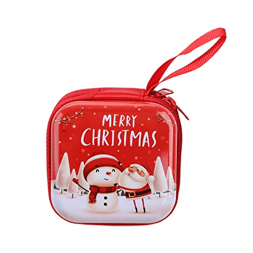 Weihnachtspeicherbeutel Cartoon Print Coin Geldbörse Für Kreative Quadratische Blechstasche Mit Reißverschluss Für Münzkarten Süßigkeiten Geschenkpackung Beutel von THINCAN