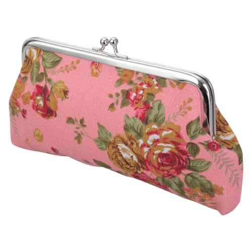 Women Girl Canvas Wechseln Geldbeutel Wechselbeutel Mit KISS CLASP MOINSCHAFTENBLUSEN Münz Brieftasche Für Tagesabendparty Vintage Schmuckstücke Beutel von THINCAN