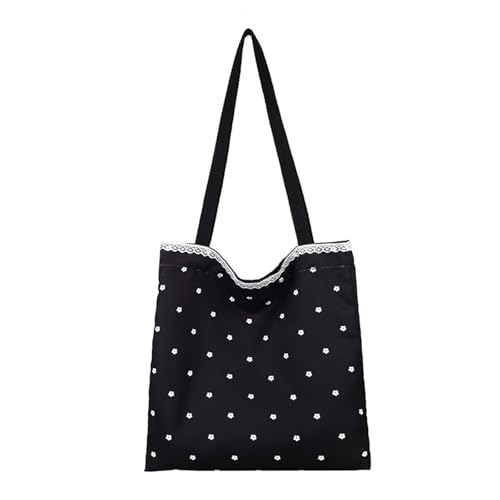 Zarte Spitzeakzent Achselhalmbohrer Weiche Leinwand Handtasche Ergonomische Schultergurt Kompakt Tägliche Essentielle Tasche Blumener Spitze Leinwand Umhängetasche von THINCAN